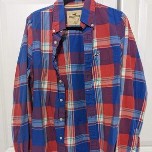 Hollister Button Down Plaid Flannel Print Long Sleeve Shirt Size Medium